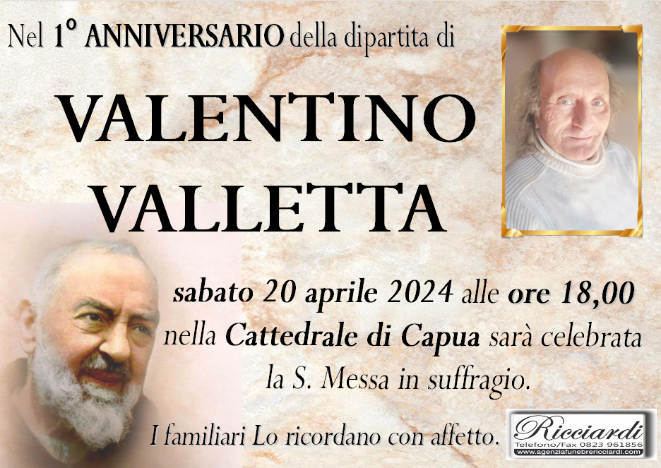 necrologio VALENTINO VALLETTA