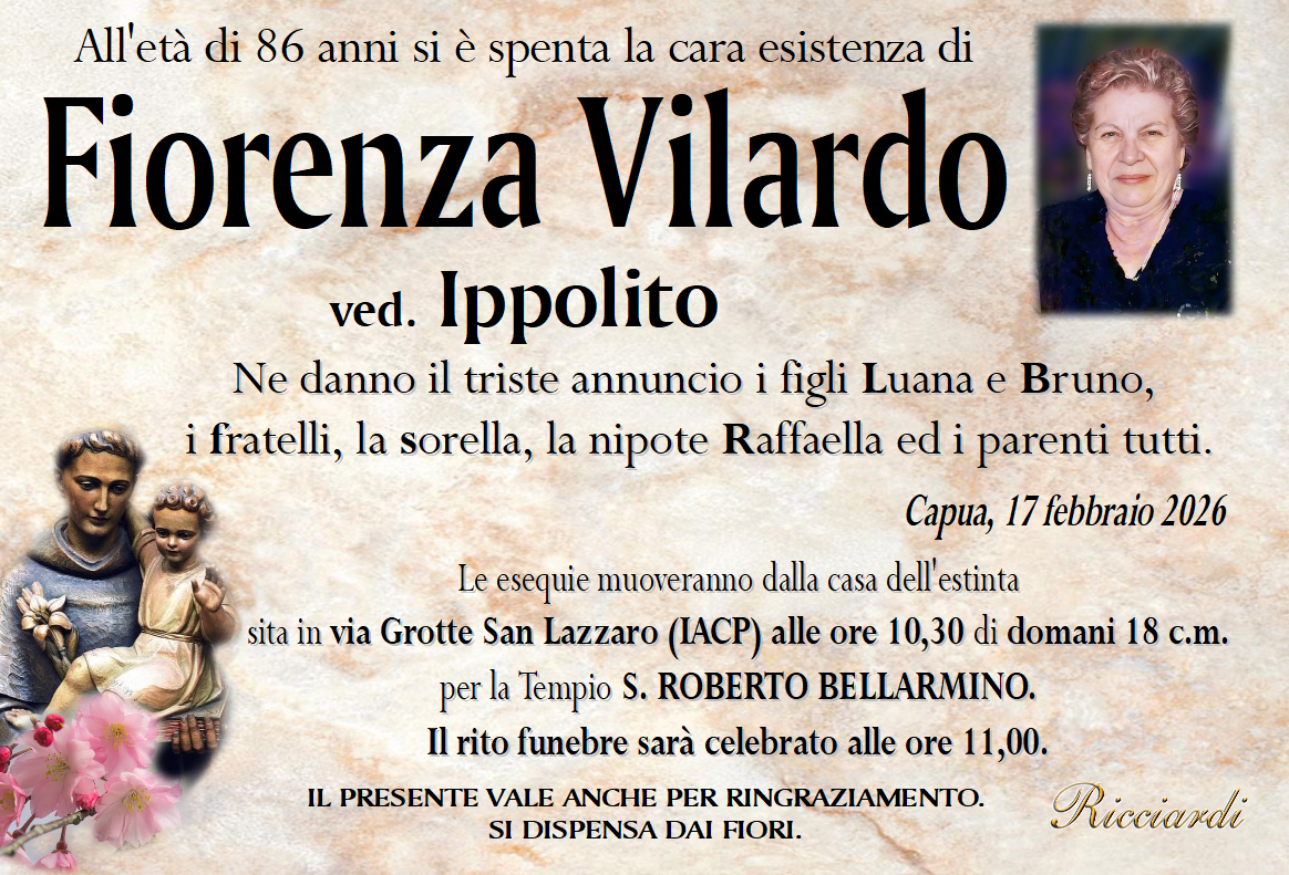 necrologio Fiorenza Vilardo