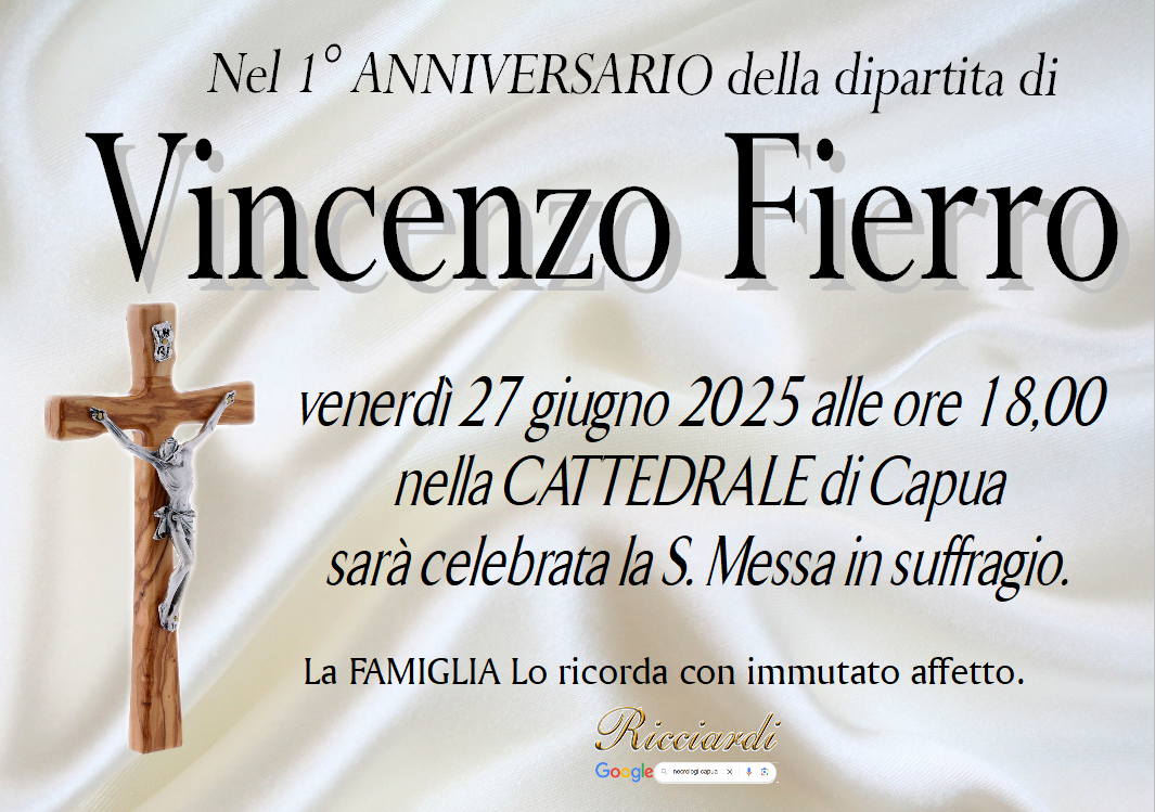 necrologio Vincenzo Fierro