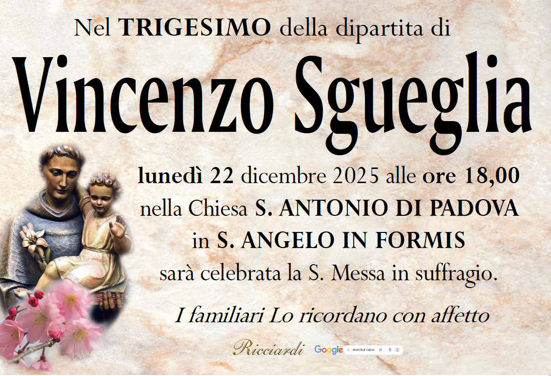 necrologio Vincenzo Sgueglia