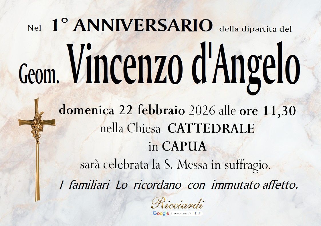 necrologio Geom. Vincenzo d'Angelo