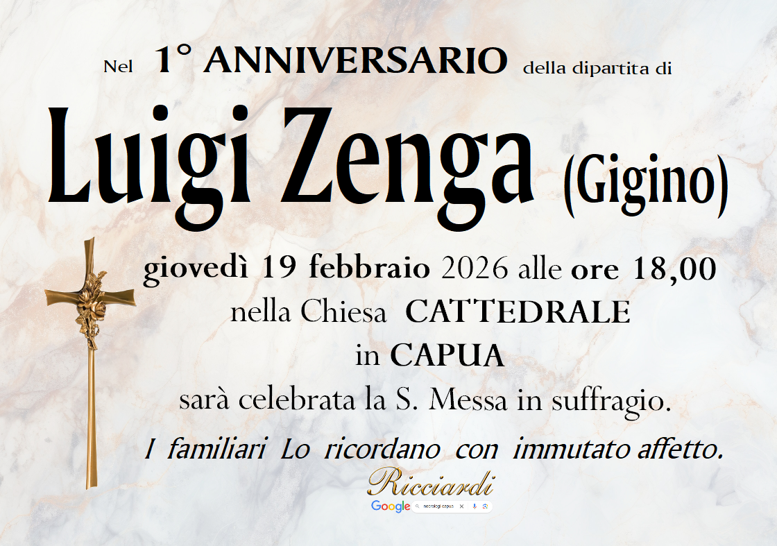 necrologio Luigi Zenga (Gigino)