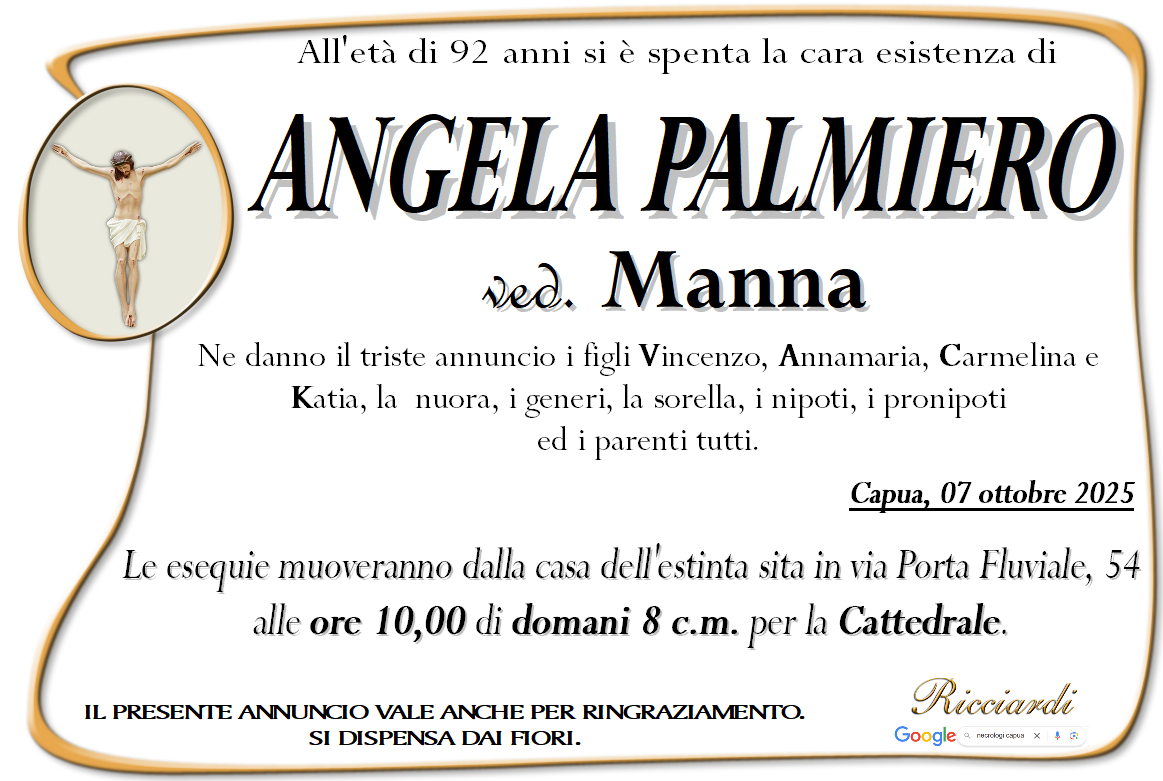 necrologio ANGELA PALMIERO