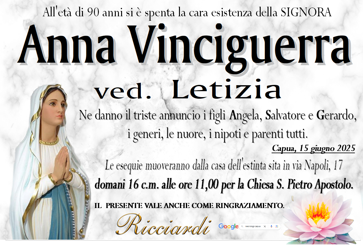 necrologio Anna Vinciguerra