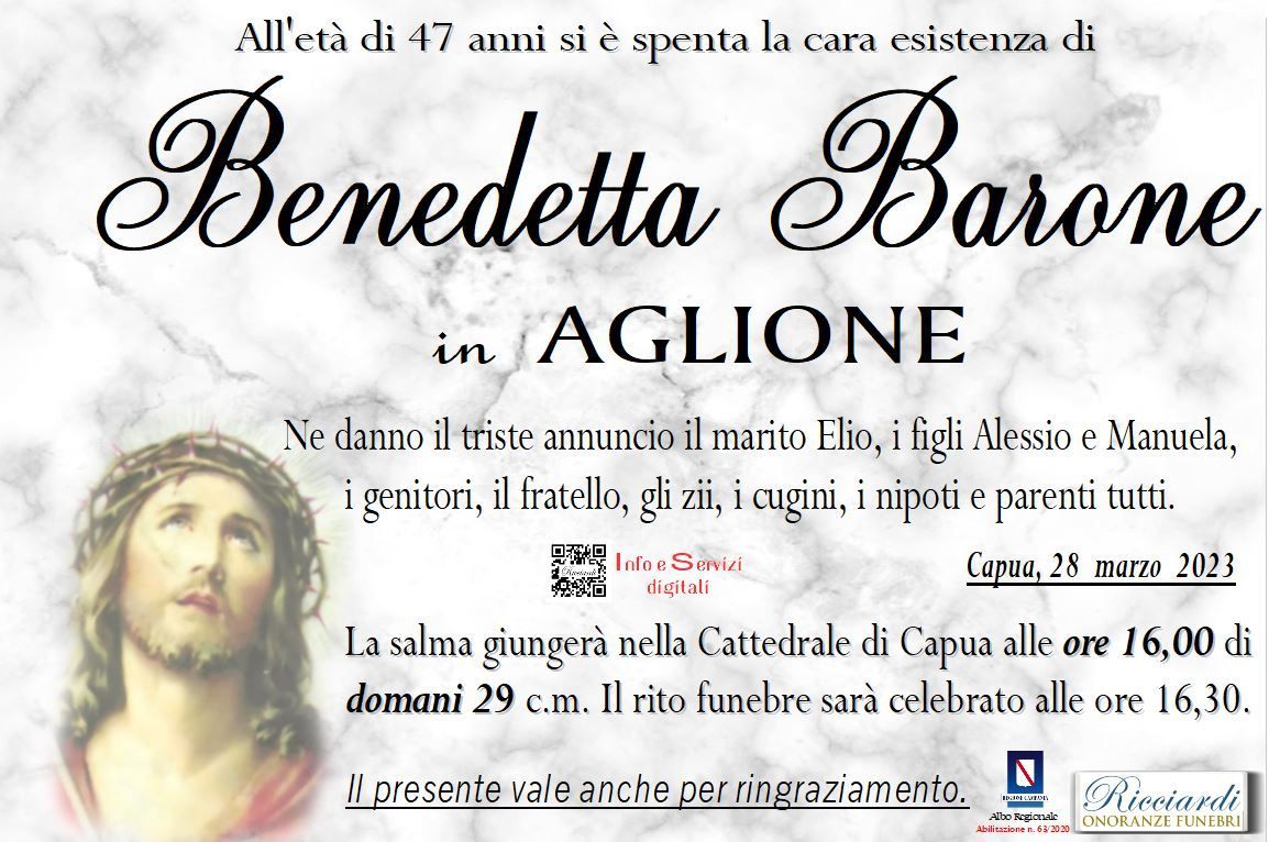 necrologio Benedetta  Barone
