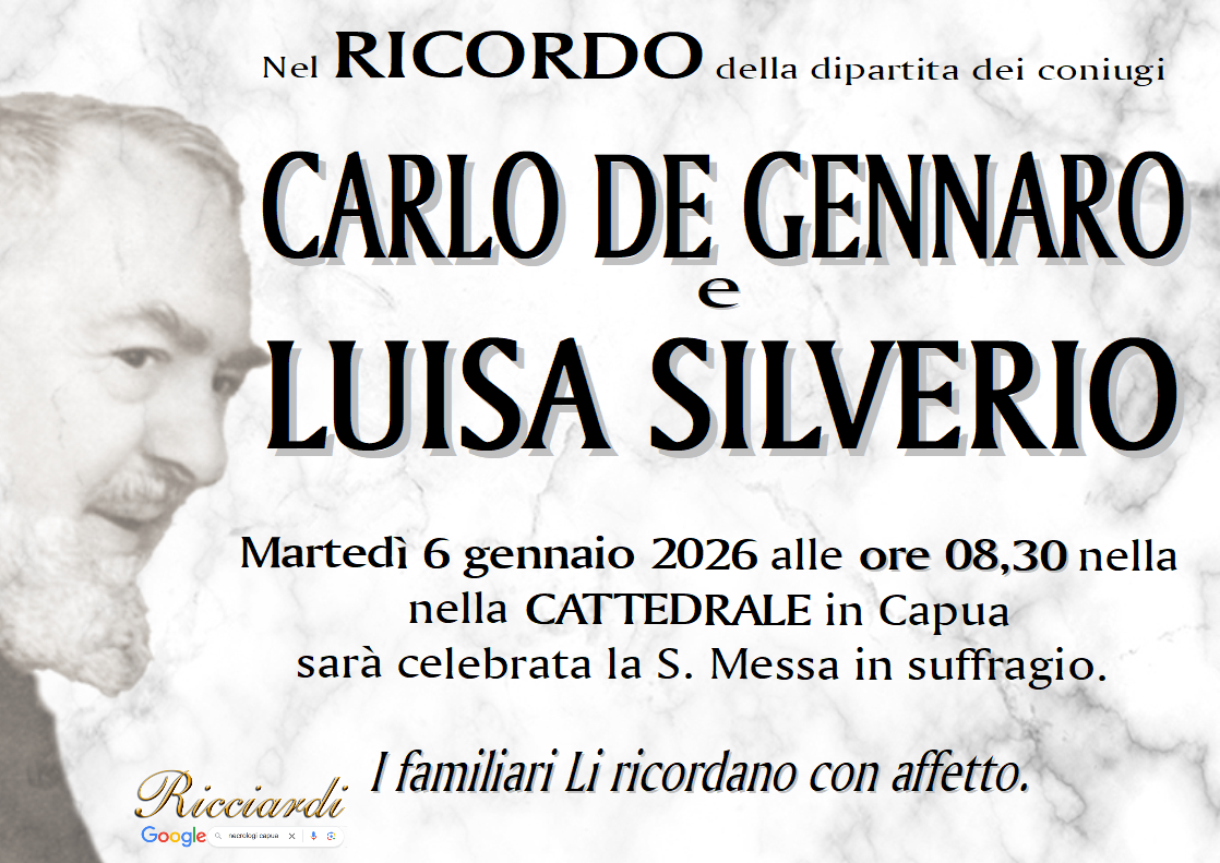 necrologio CARLO DE GENNARO e LUISA SILVERIO
