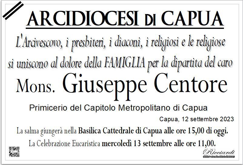 necrologio Mons. Giuseppe Centore