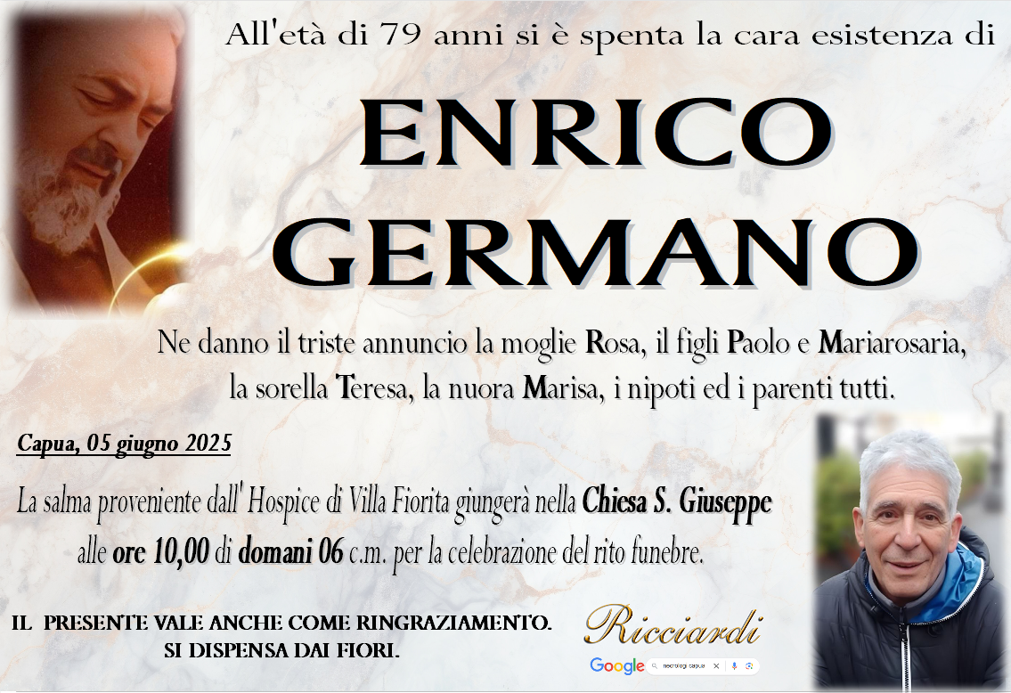 necrologio ENRICO GERMANO