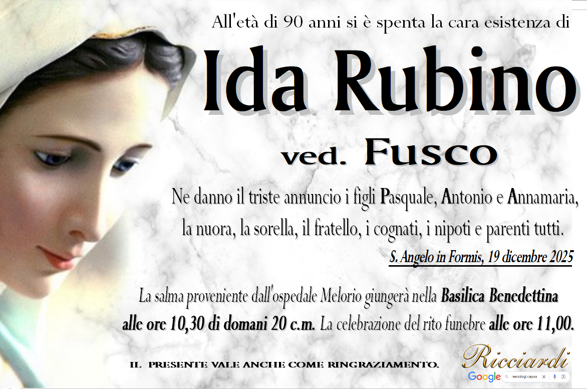 necrologio Ida Rubino