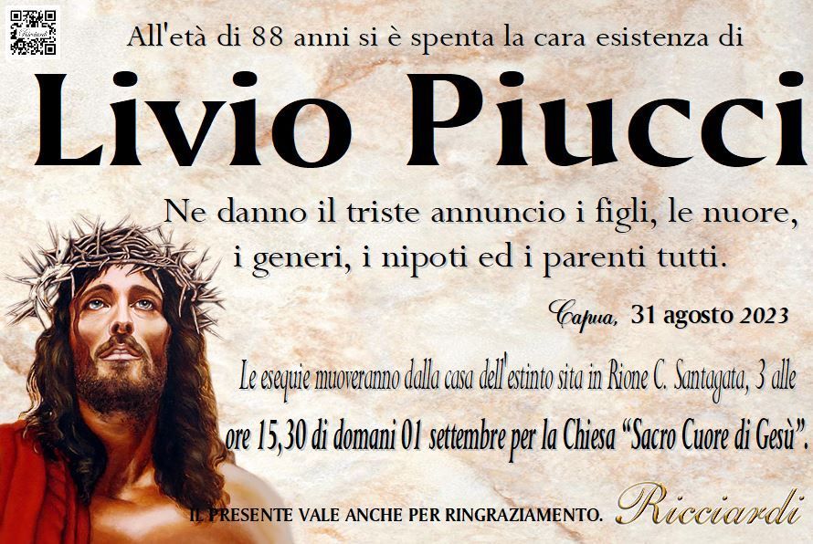 necrologio Livio Piucci