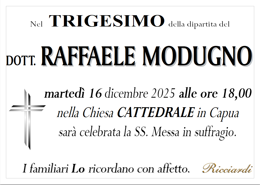 necrologio DOTT. RAFFAELE MODUGNO