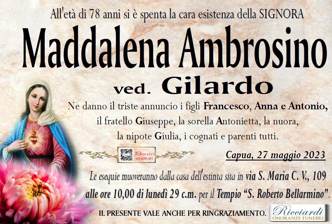 necrologio Maddalena Ambrosino