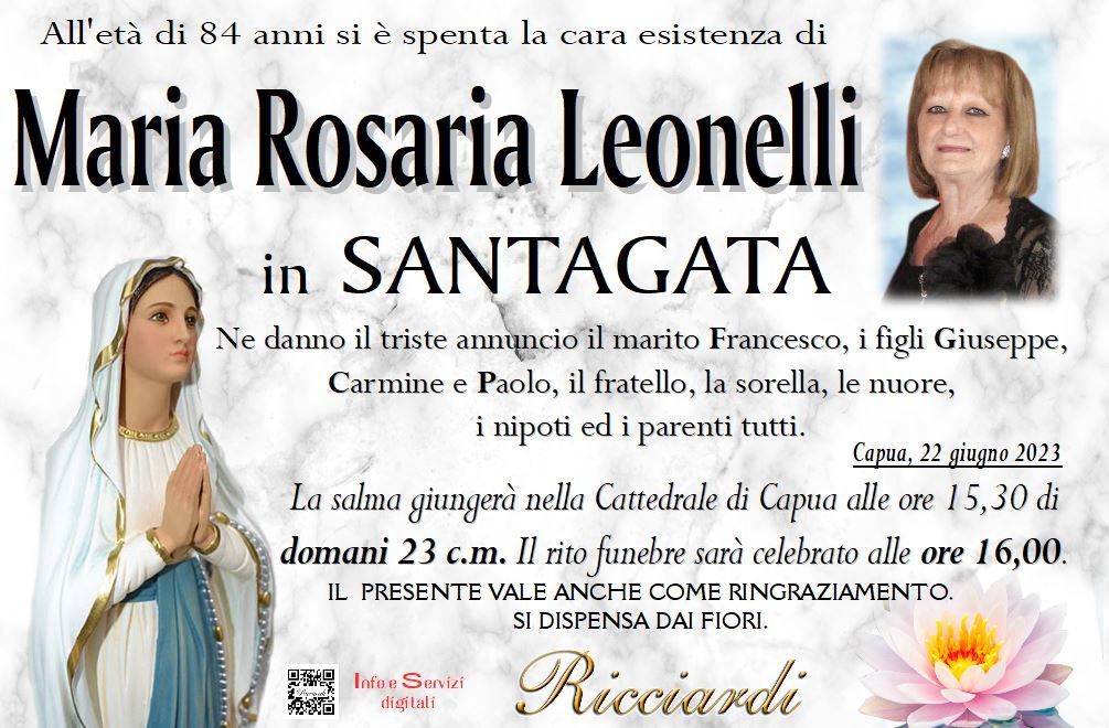 necrologio Maria Rosaria Leonelli