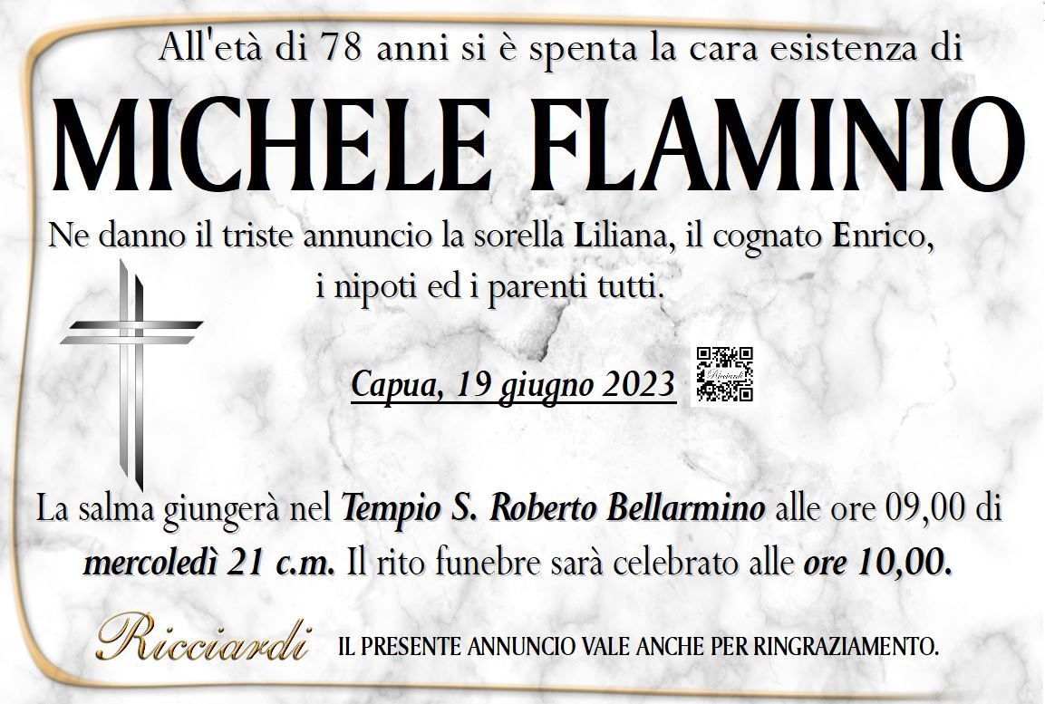 necrologio MICHELE FLAMINIO