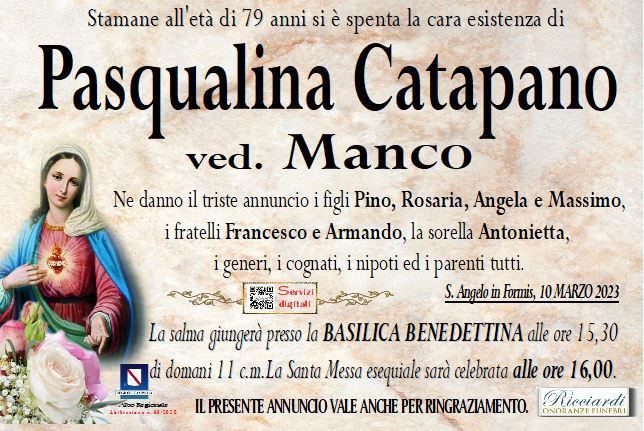 necrologio Pasqualina Catapano