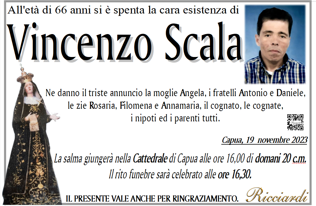 necrologio Vincenzo Scala