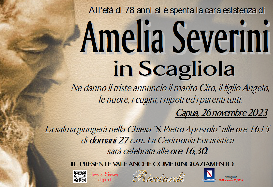 necrologio Amelia Severini
