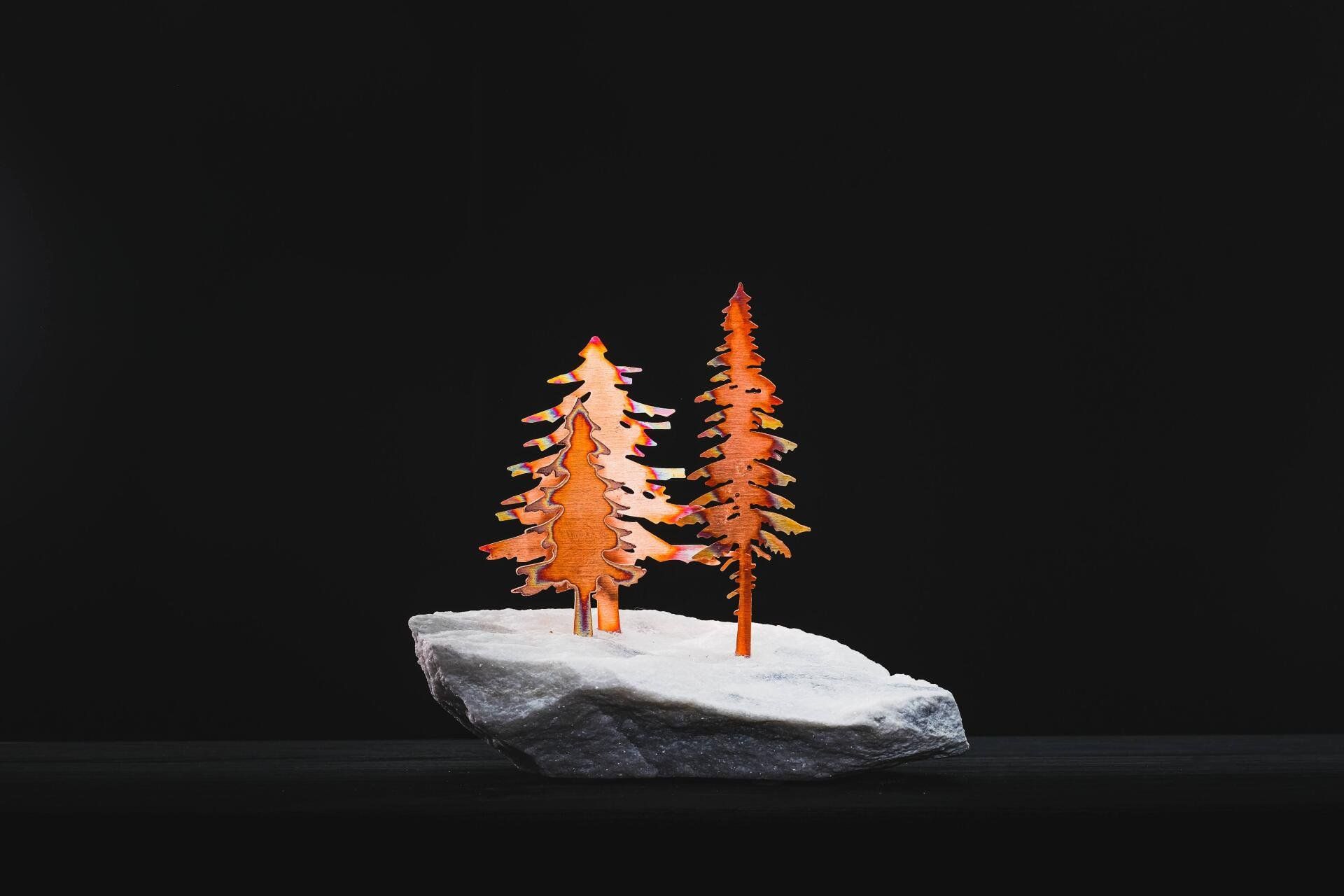 Vermont outdoor copper tree sculpture decor