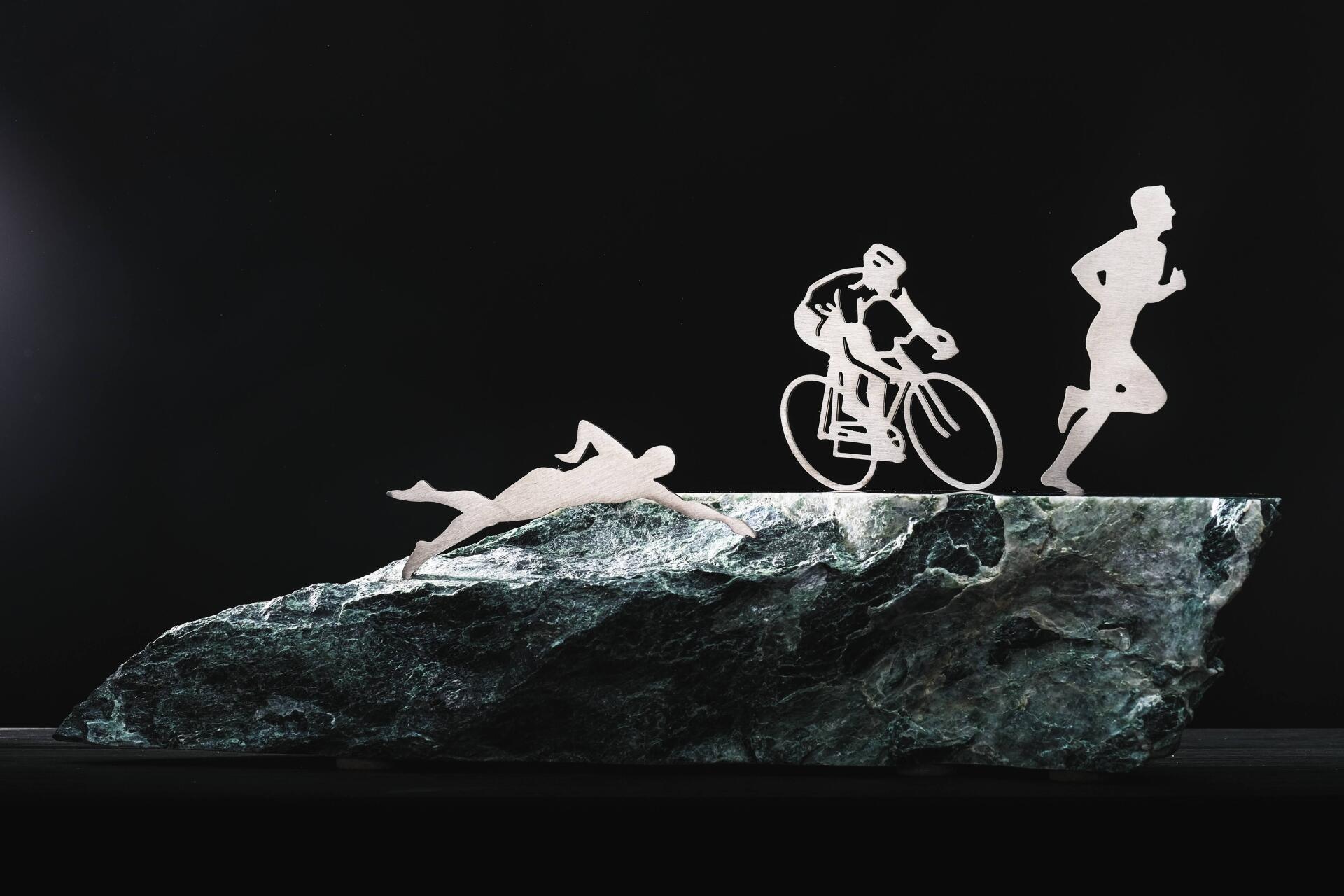 Vermont rocks triathlon trophy sculpture decor