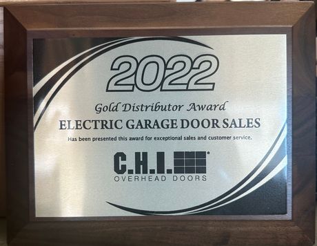 A gold distributor award for electric garage door sales - Monaca, PA - Electric Garage Door Sales