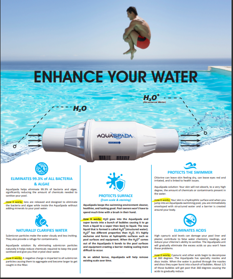 a poster that says enhance your water on it | St. Louis, MO | Aqua Ridge Pool
