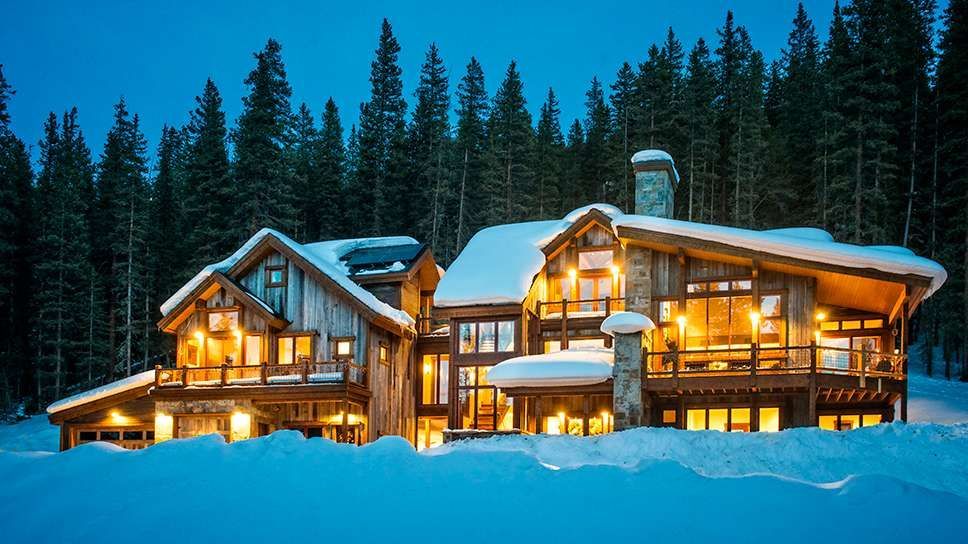 beautiful house on the snow mountain