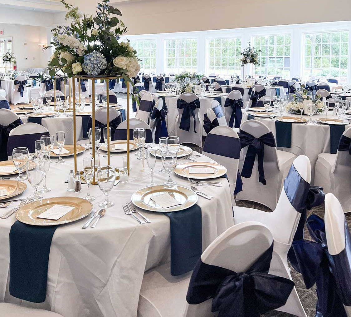 Wedding reception with round tables