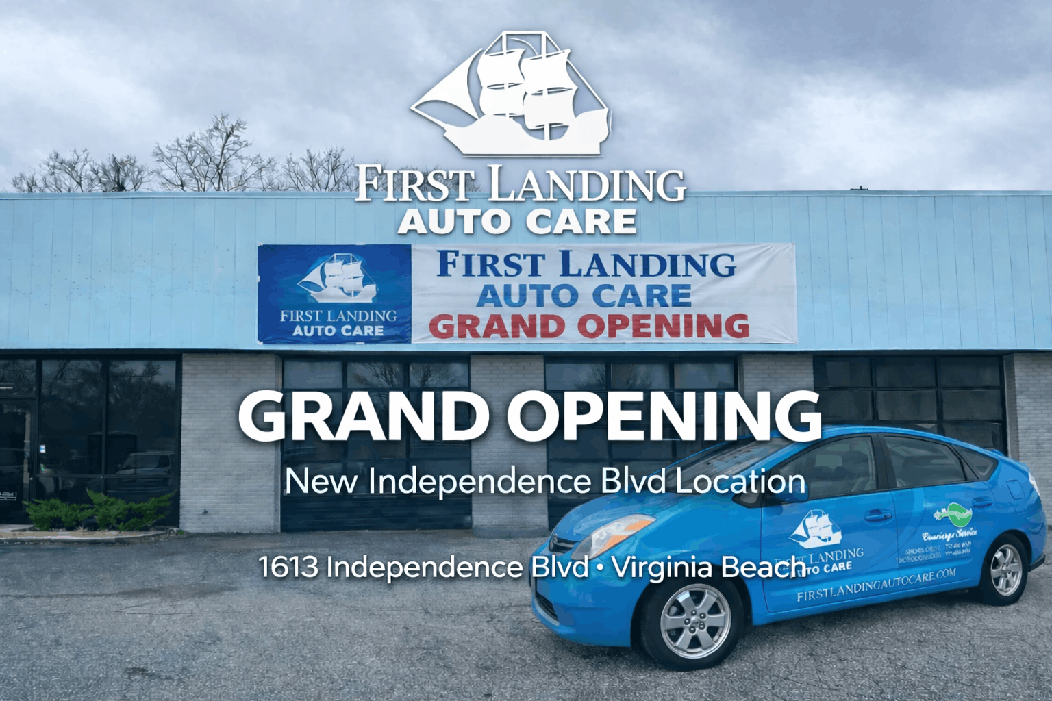 Grand opening of First Landing Auto Care at 1613 Independence Blvd, Virginia Beach.