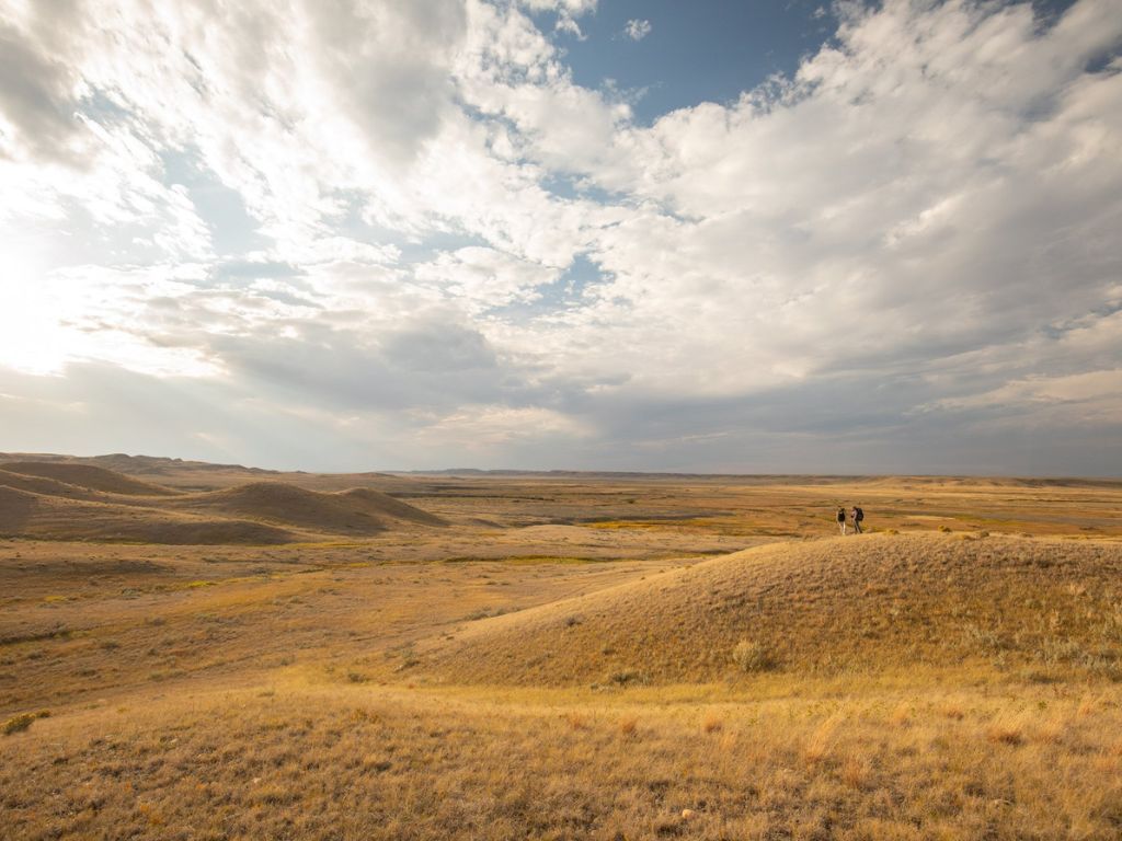 Hiking in Grasslands National Park's barren land 