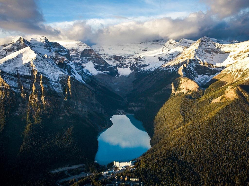 Aerial view of Lake Louise Banff National Park