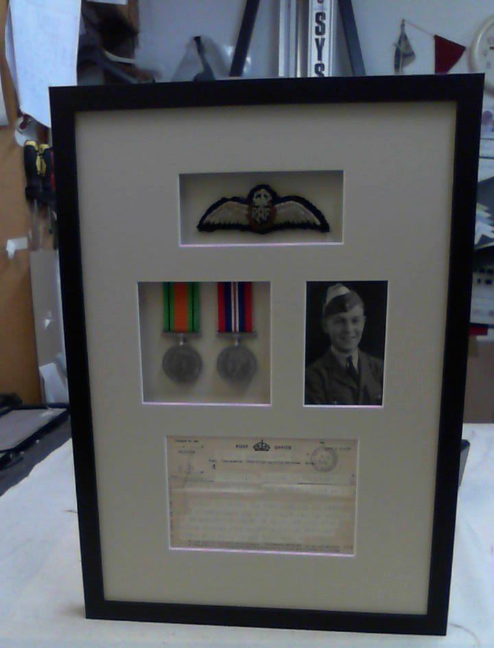 World war medals and wings framed