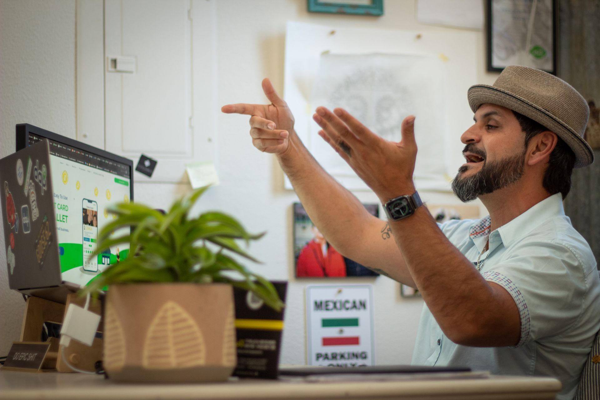 owner cesar torres discussing strategy with clients