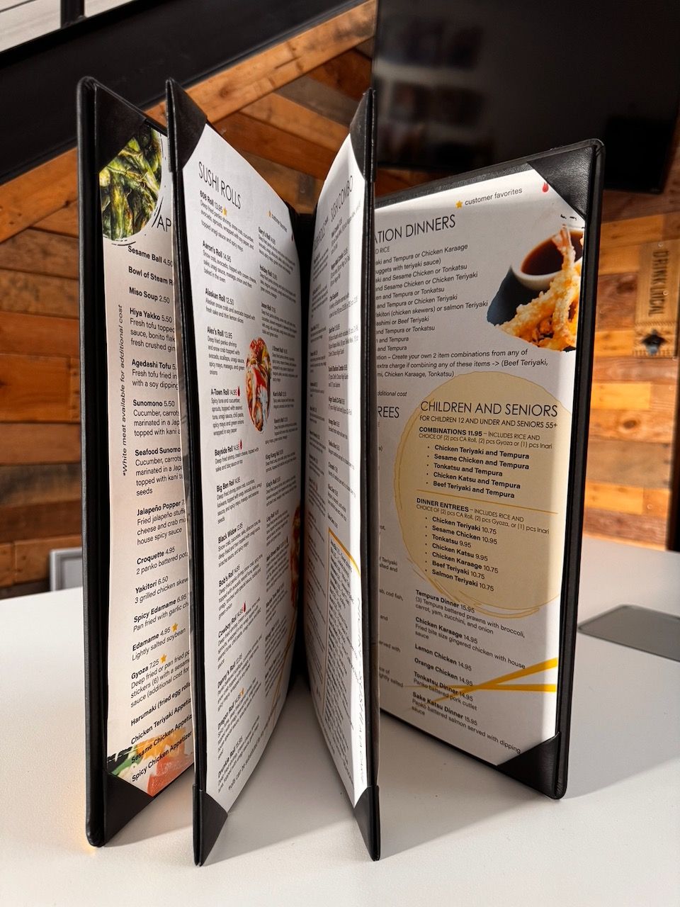 menu inserts printed and designed