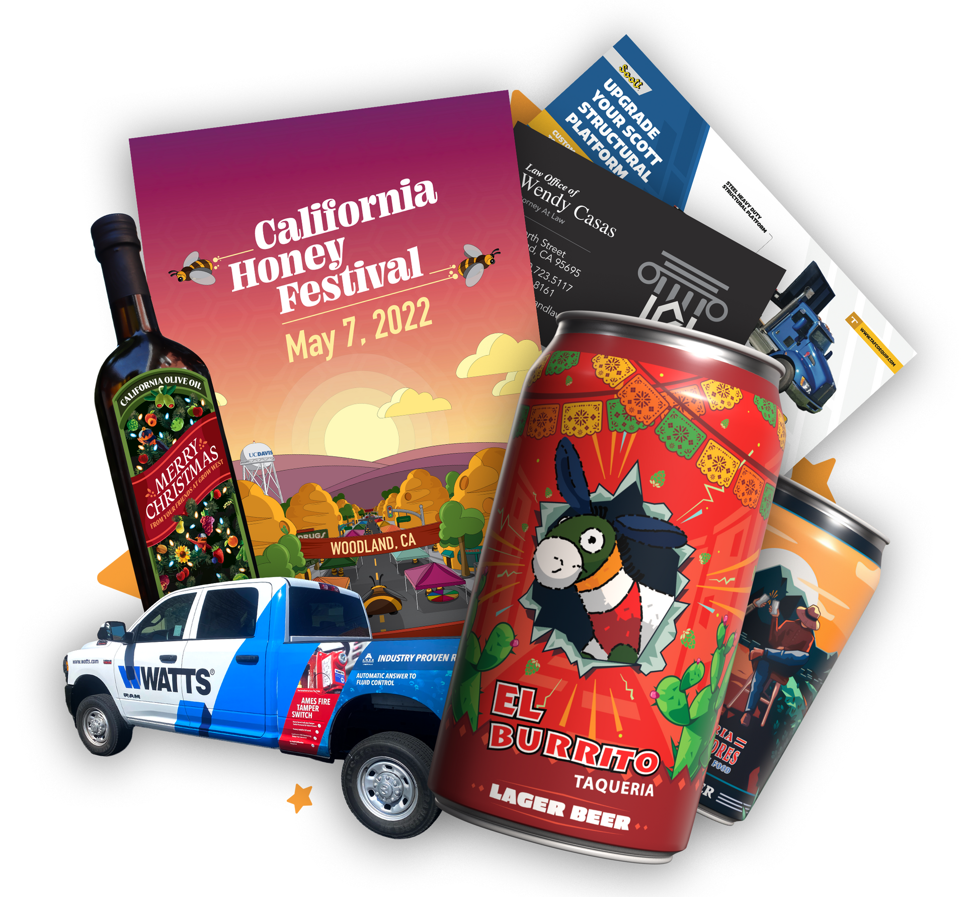 digital designs for brochures, business cards, packaging and other marketing materials