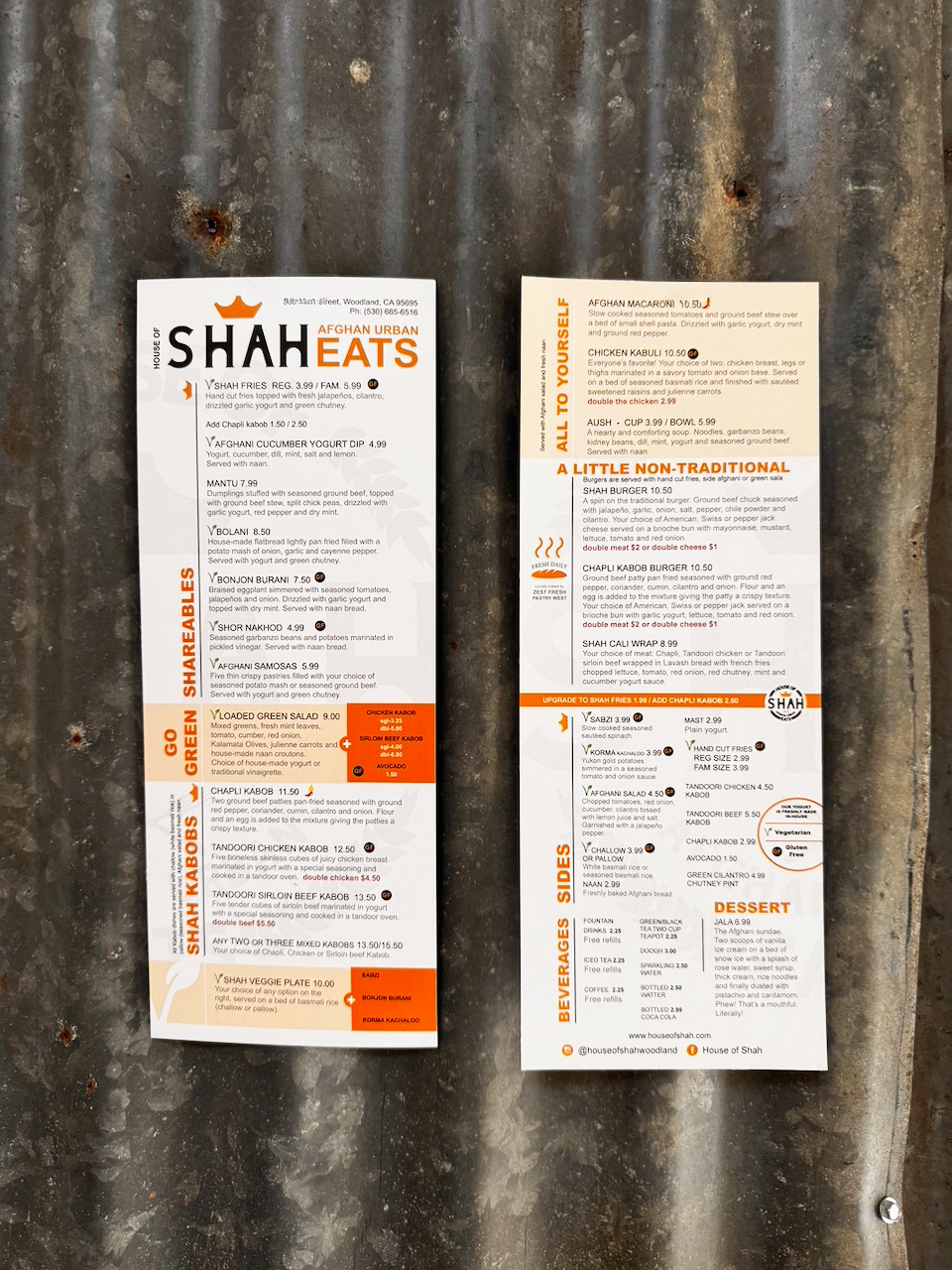 printed half page rack card for restaurant