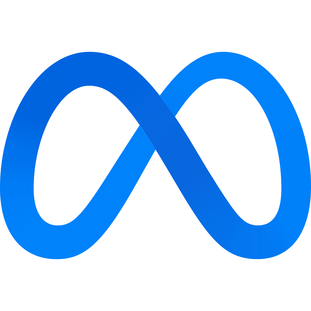 Blue infinity symbol, the logo for Meta.