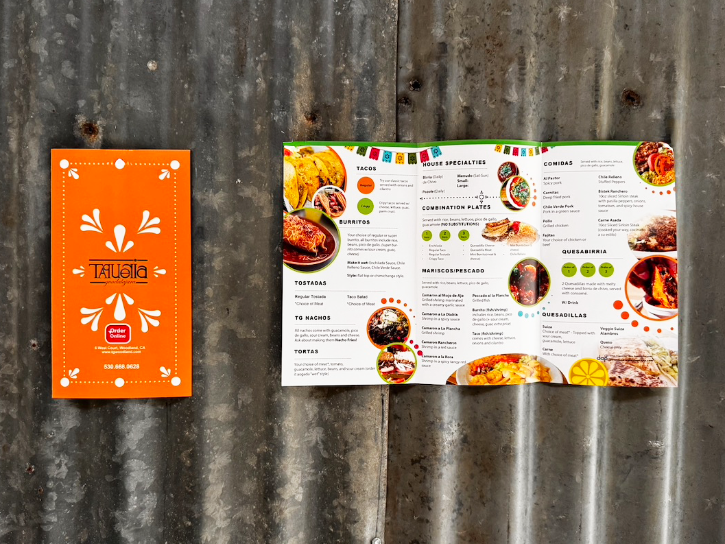 custom designed tri-fold menu printed