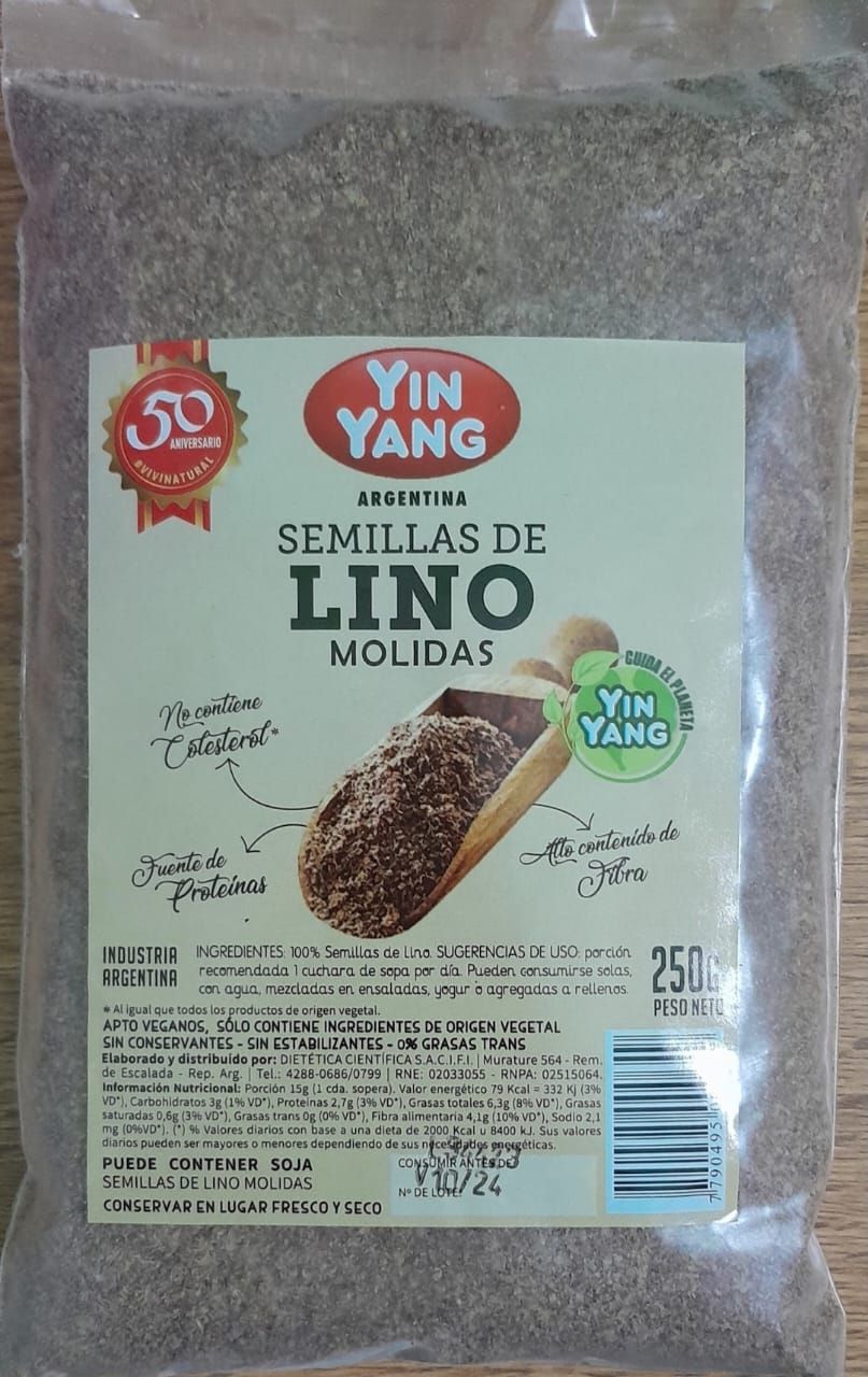Bolsa de linaza molida marca Yin Yang.