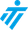 A blue and white logo with a circle in the middle