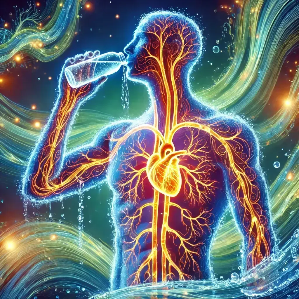 A man is drinking water from a bottle.