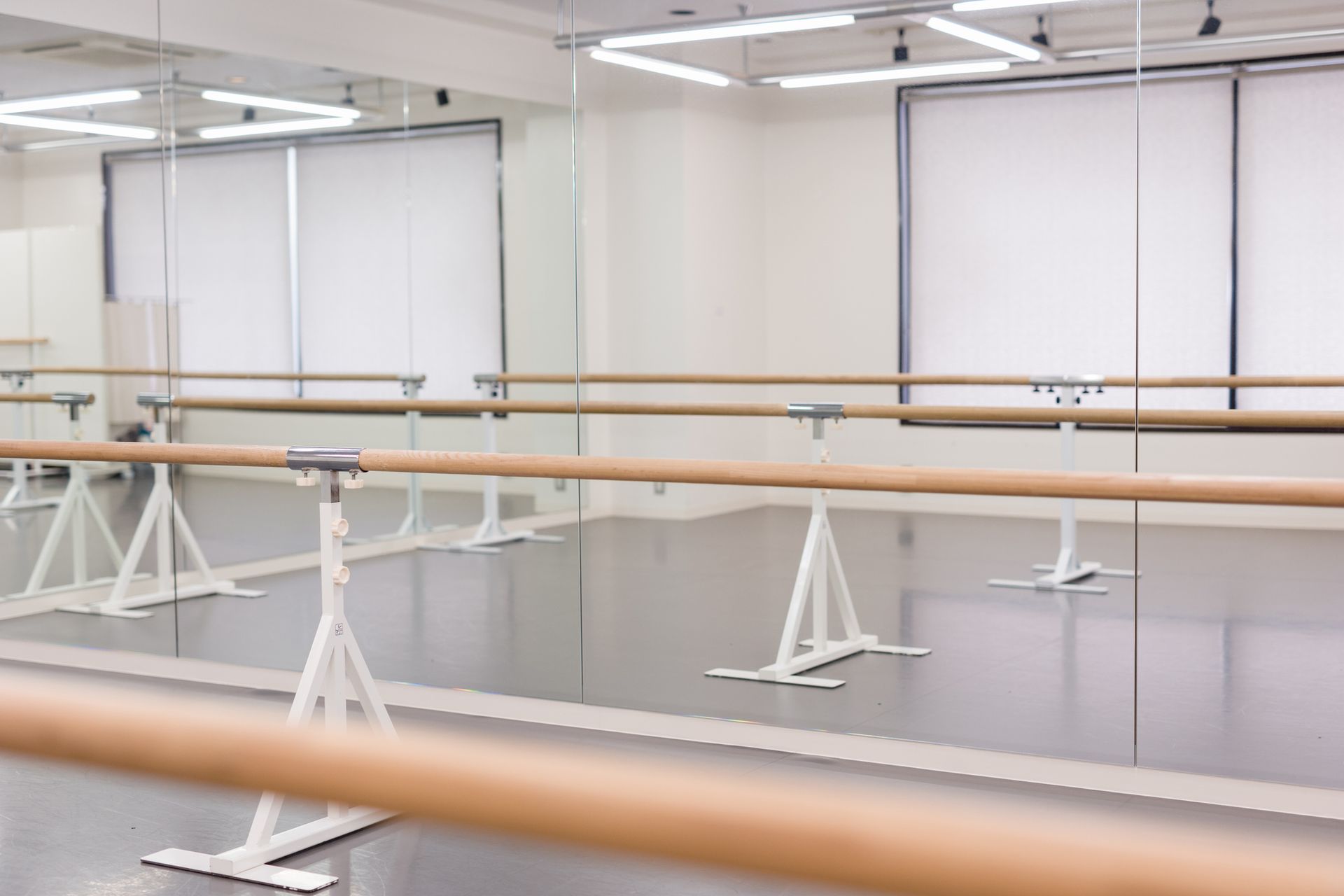 Unmanned ballet studio in the mirror with ballet lesson bar. Unmanned ballet studio in the mirror with ballet lesson bar.