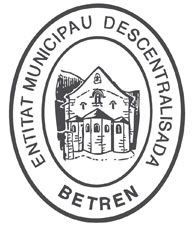 A black and white logo of a building in a circle.