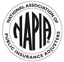 A circular black and white logo for the National Association of Public Insurance Adjusters featuring the acronym NAPIA.