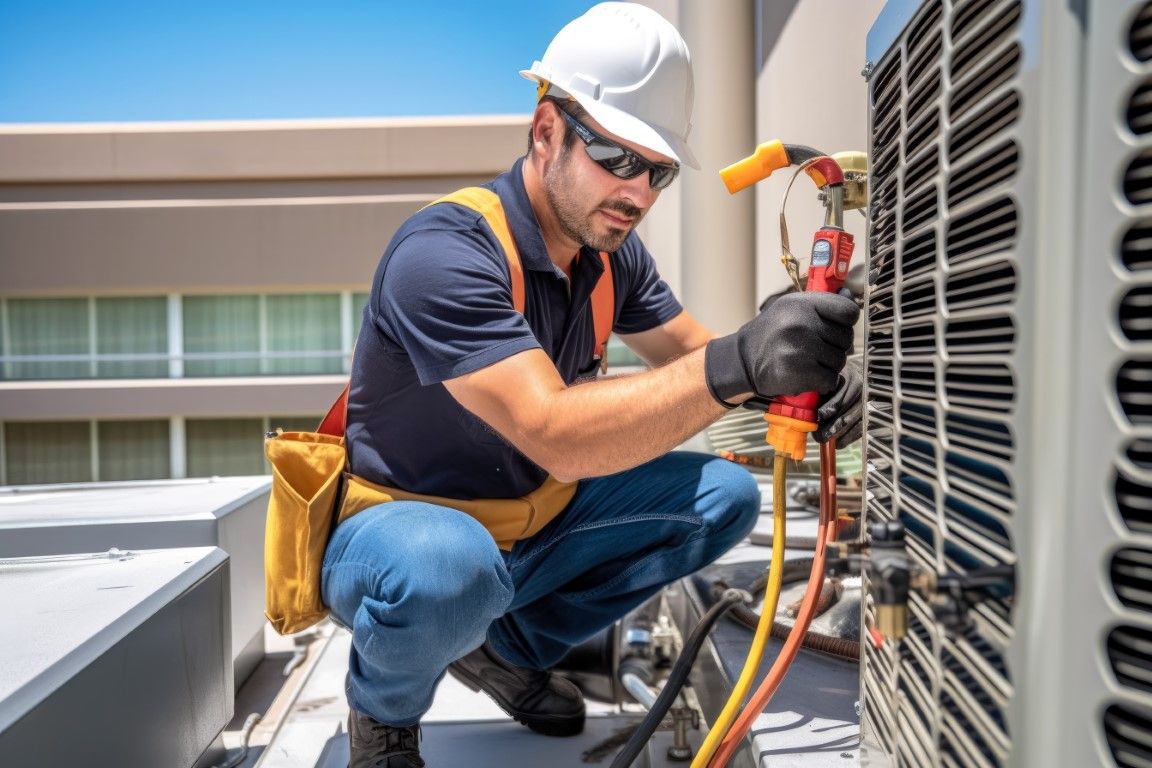 Hvac tech doing diagnostics