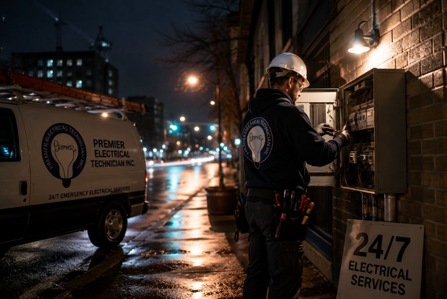 An Electrician is adjusting a circuit breaker in an electrical panel with wires and connectors.