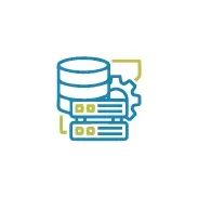 Icono de servidor de base de datos con un engranaje.