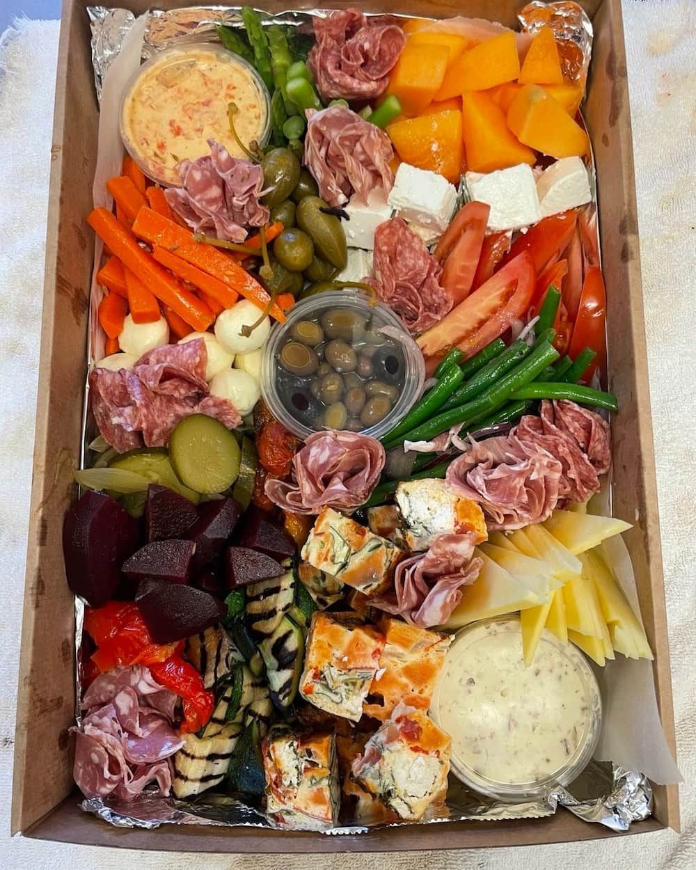 A Box Filled With A Variety Of Meats And Vegetables — Vines at 139 in Grafton, NSW