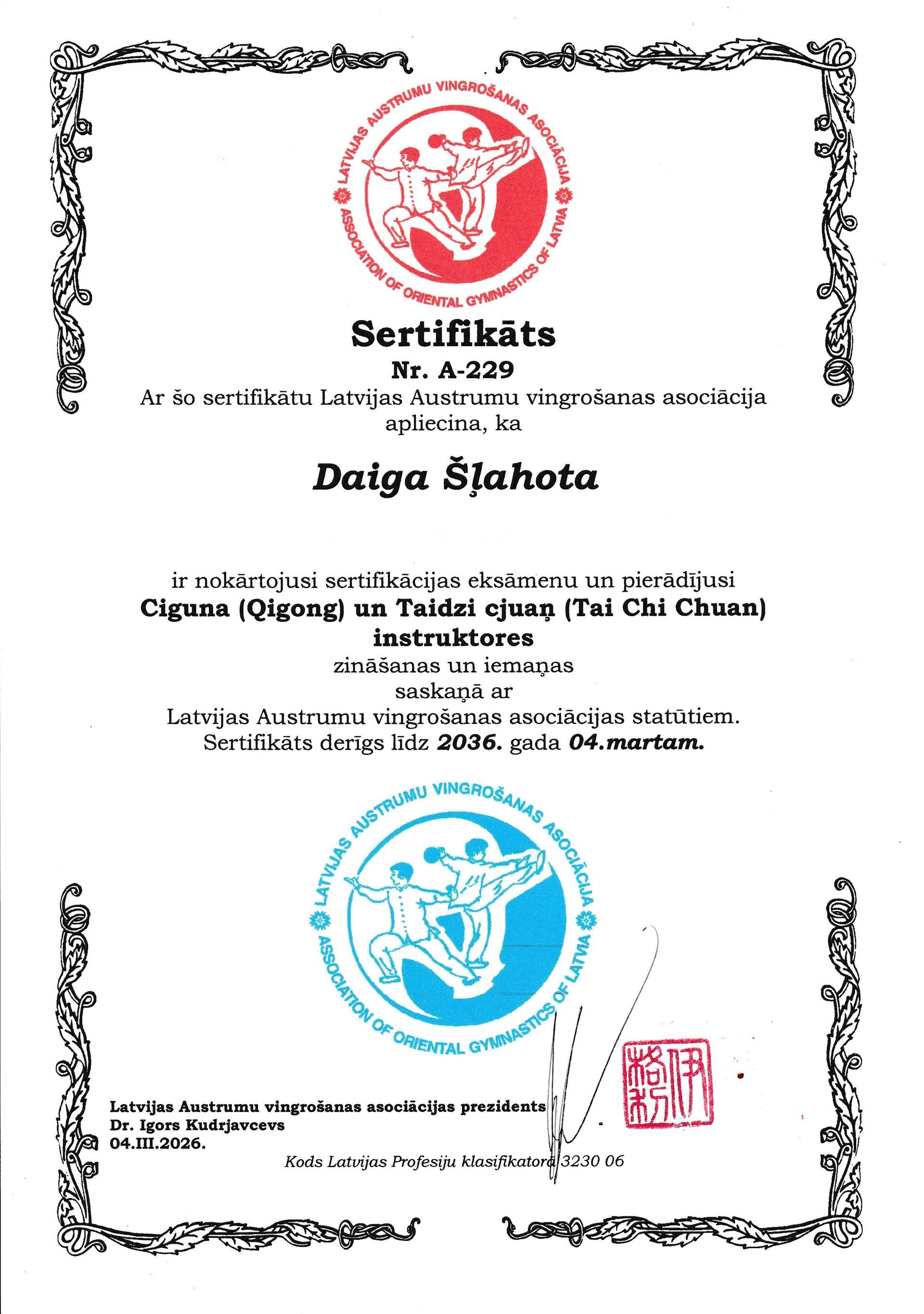 ciguns, cigun, taidzi, taichi, Daiga Šļahota, instruktore