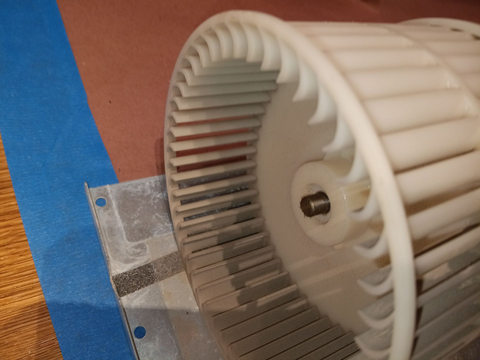 A close up of a white blower on a table