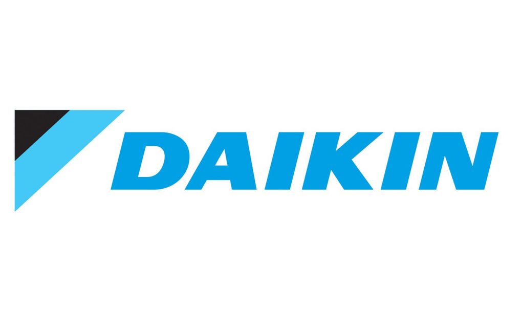 The daikin logo is blue and black on a white background.